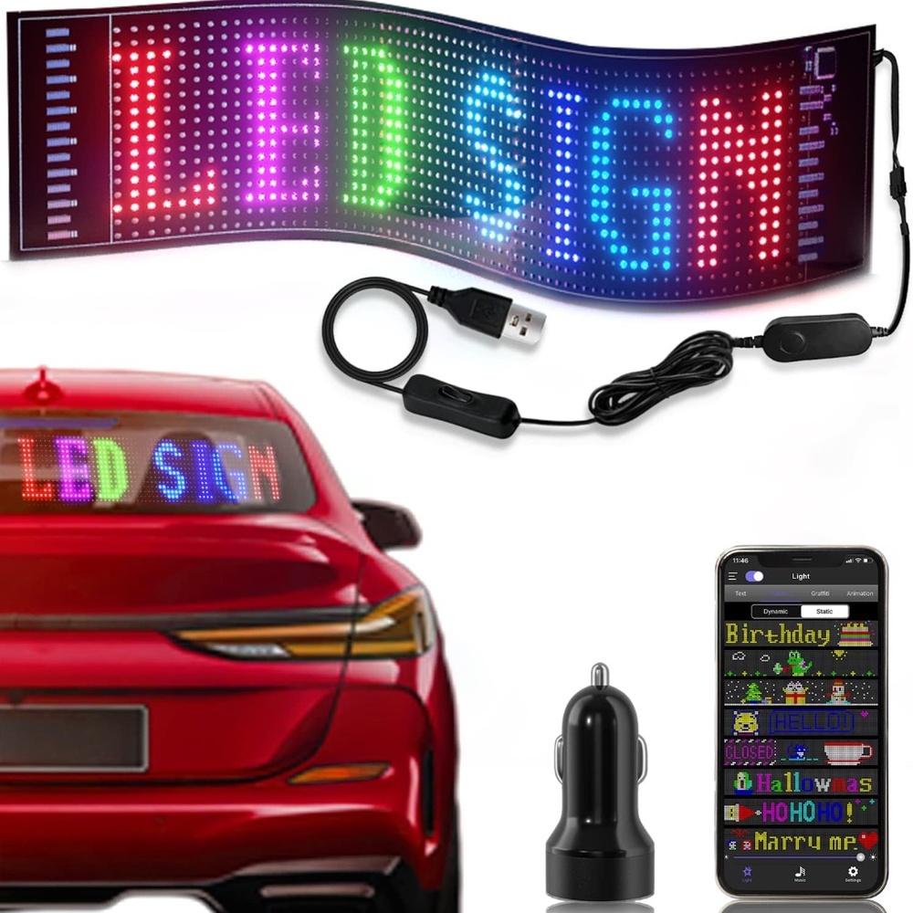 Scrolling LED Sign Message Display Panel CAR Advertising Screen APP Control